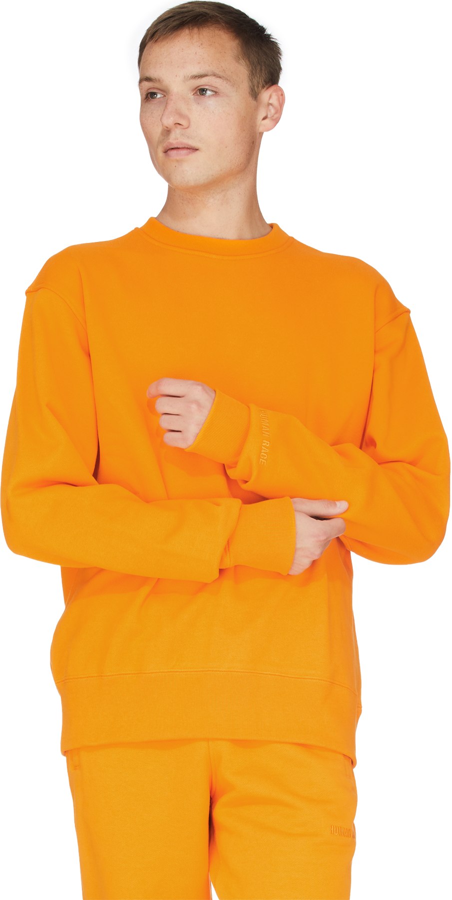 adidas Originals x Pharrell Williams: Orange Pharrell Williams Basics Crew Sweater - 3