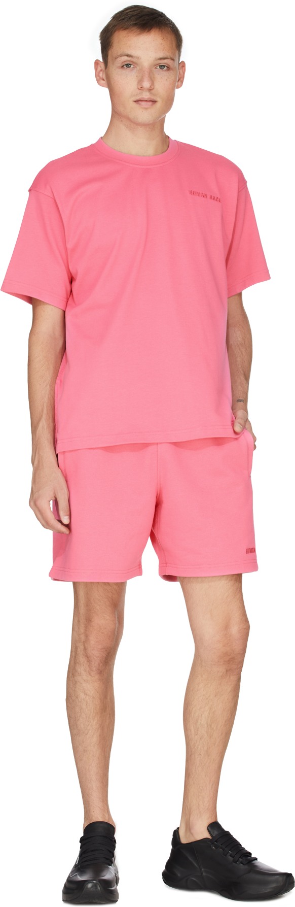 adidas Originals x Pharrell Williams: Pink Pharrell Williams Basics T-Shirt - 4