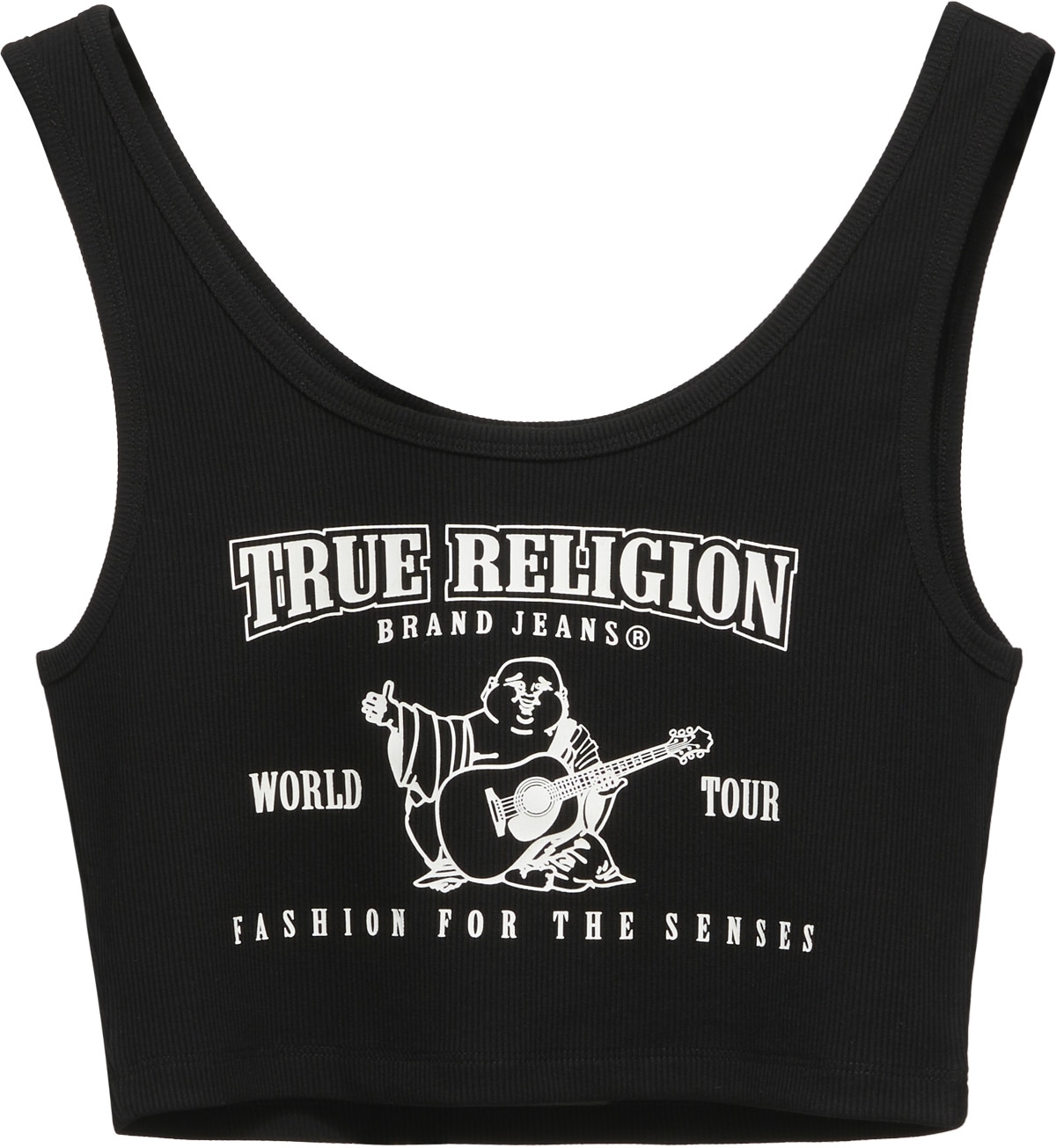 True Religion: Black Logo Crop Top - 1