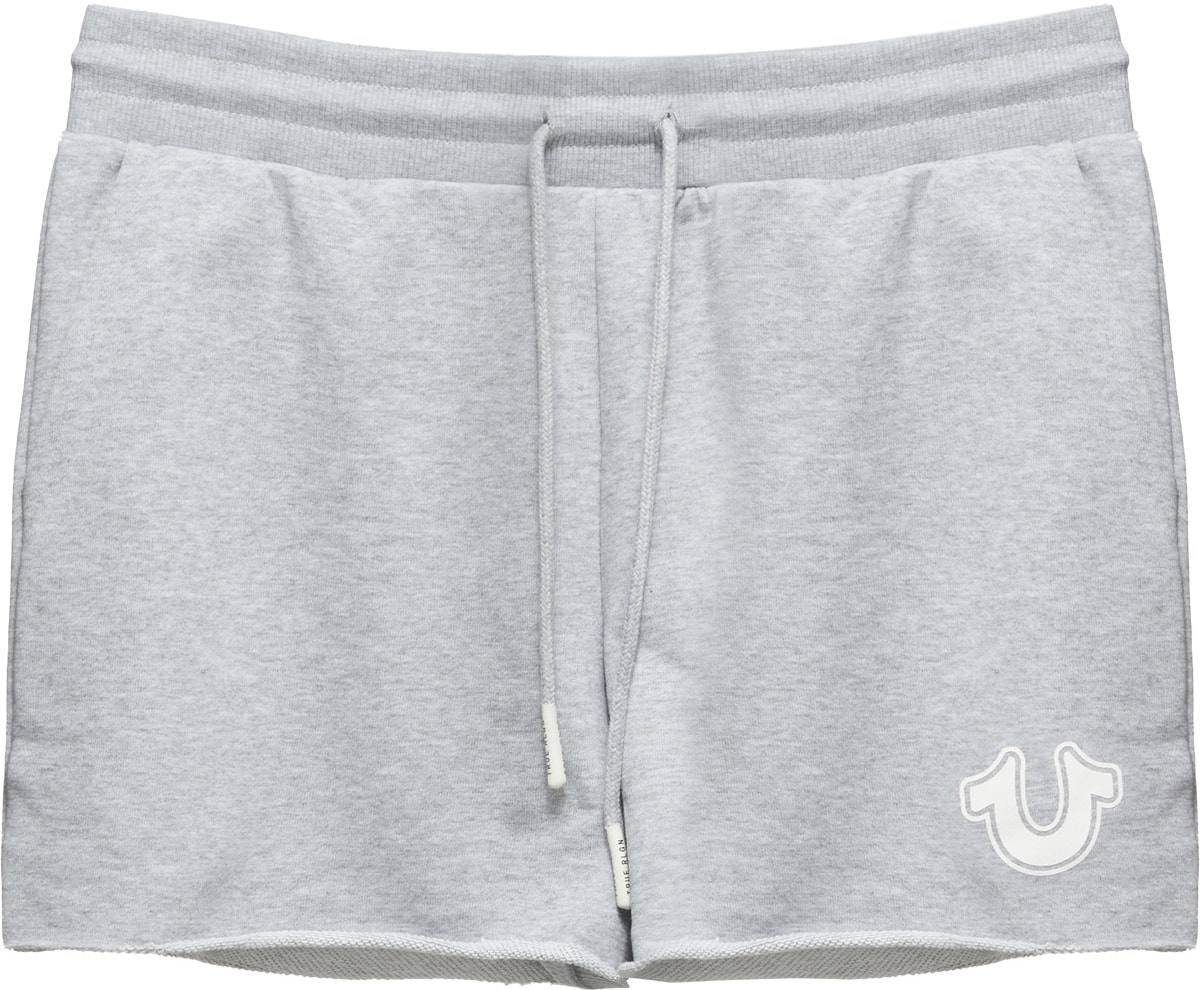 True Religion: Grey Logo Drawstring Sweat Shorts - 1