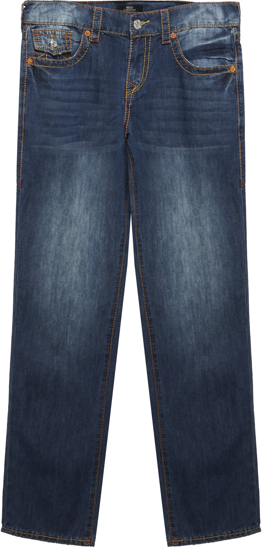 True Religion: Bleu Ricki Big T Straight Jeans Bleu - 1