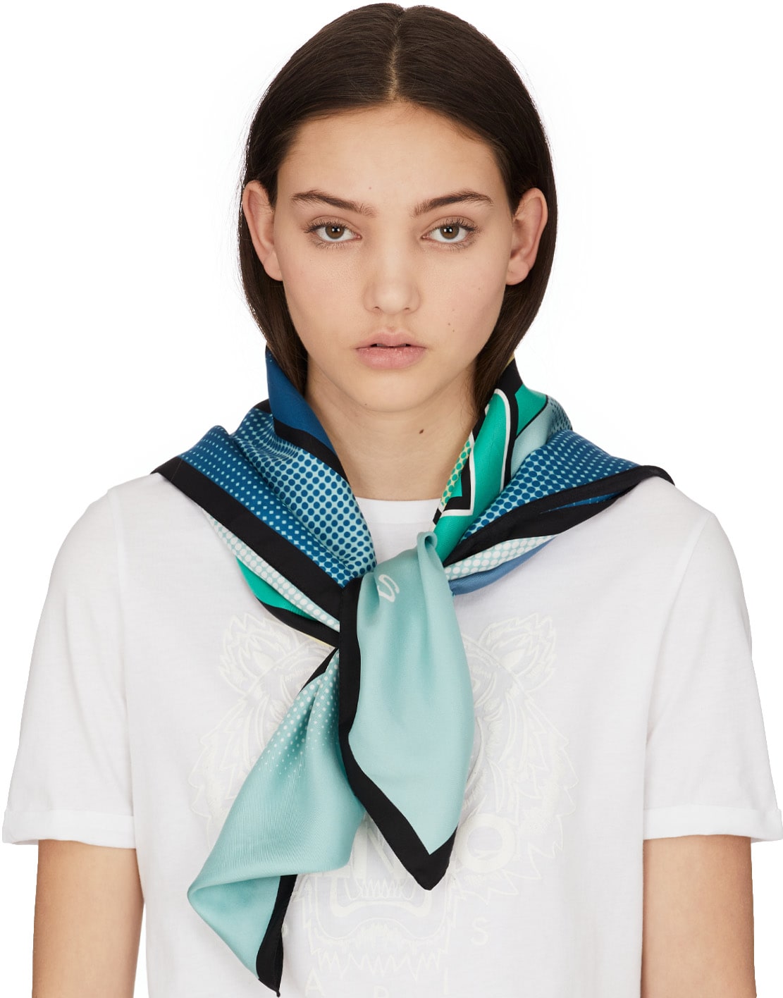 Kenzo: Green 'Wetsuit' Silk Square Scarf - 1