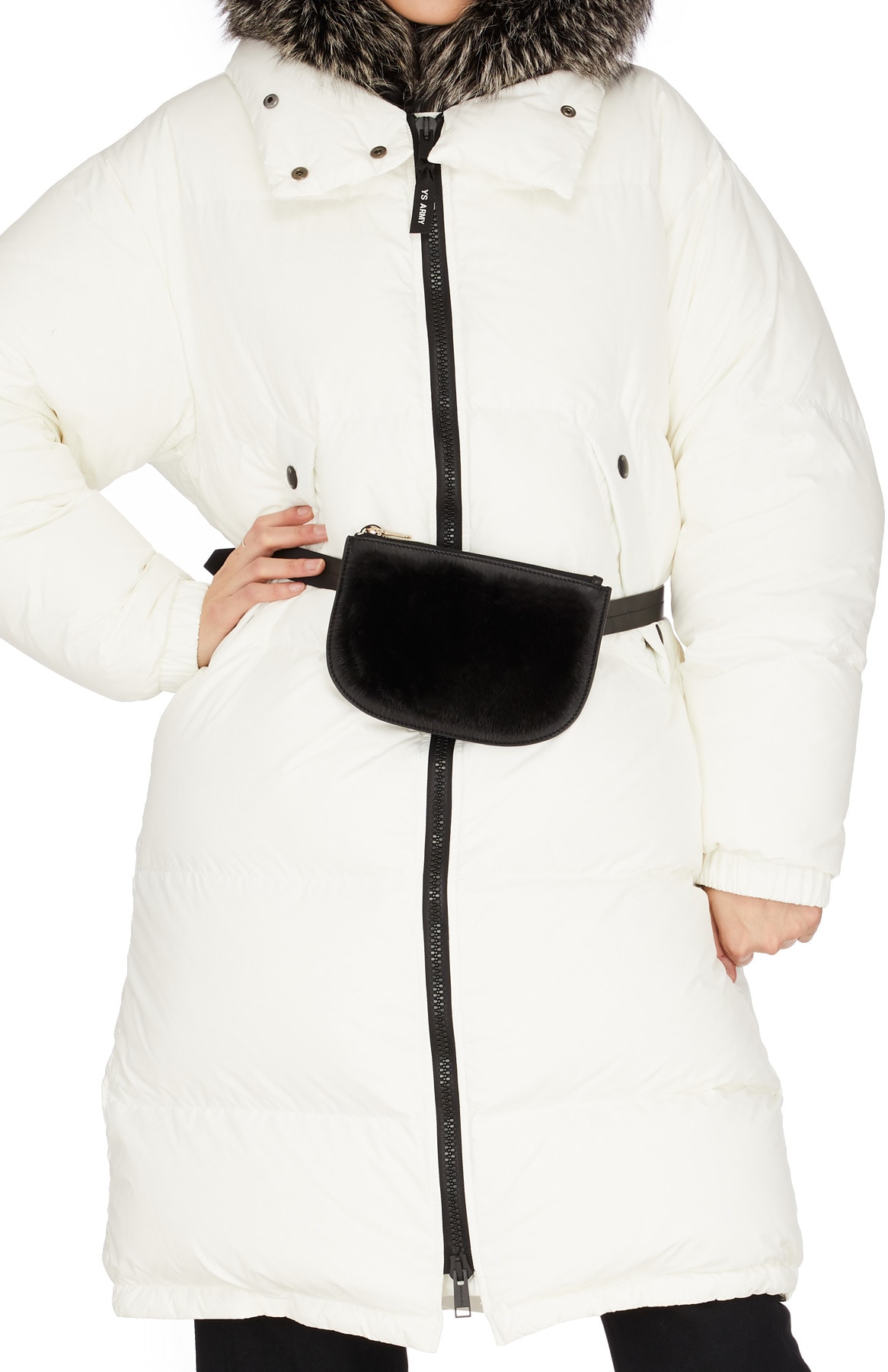 Yves Salomon: Black Leather Mink Belt Bag - 3