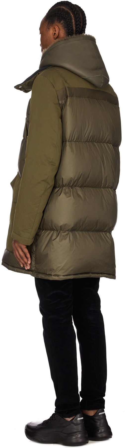 Yves Salomon: Green Bi-Material Quilted Jacket - 3