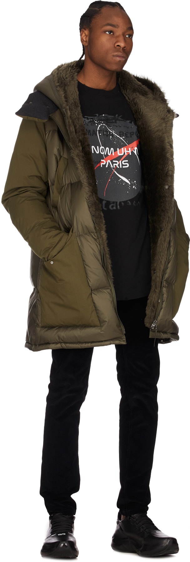 Yves Salomon: Green Bi-Material Quilted Jacket - 4