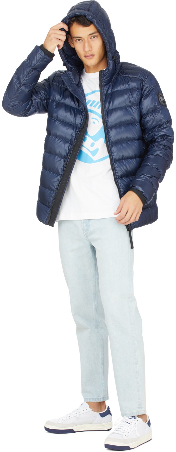 Canada Goose: Bleu Manteau à Capuche Crofton Black Label Bleu - 4