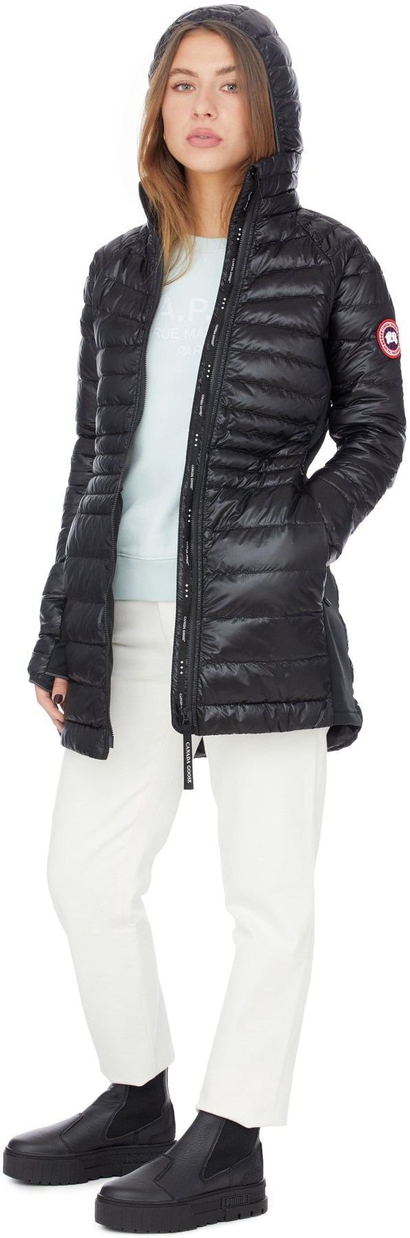 Canada Goose: Black Hybridge Lite Tech Hooded Coat - 4