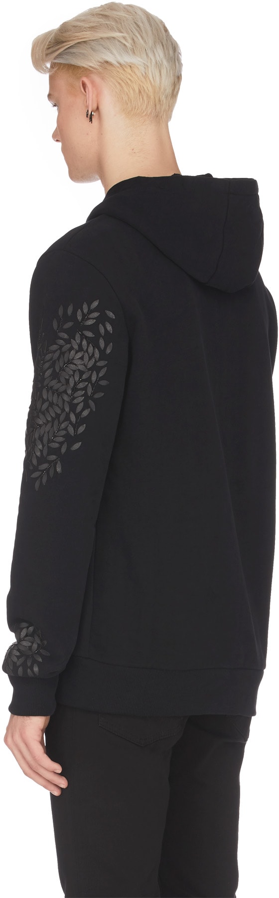 RH45: Black Flaka Embellished Hoodie - 3