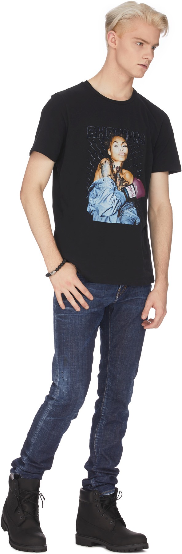 RH45: Black Milo Embellished T-Shirt - 4