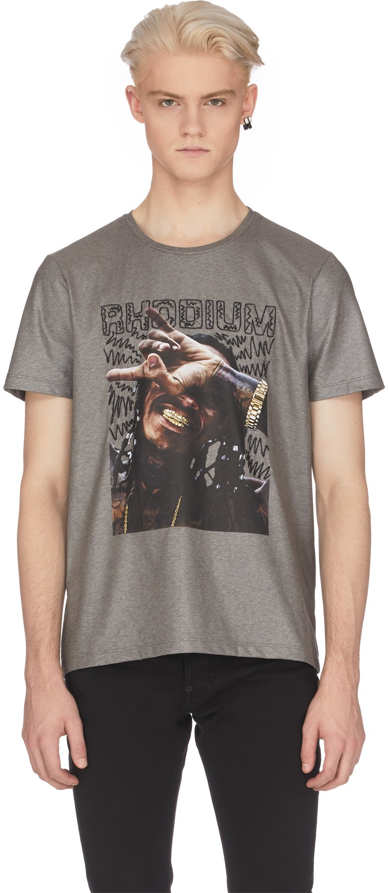 RH45: Silver Massay Embellished T-Shirt - 1