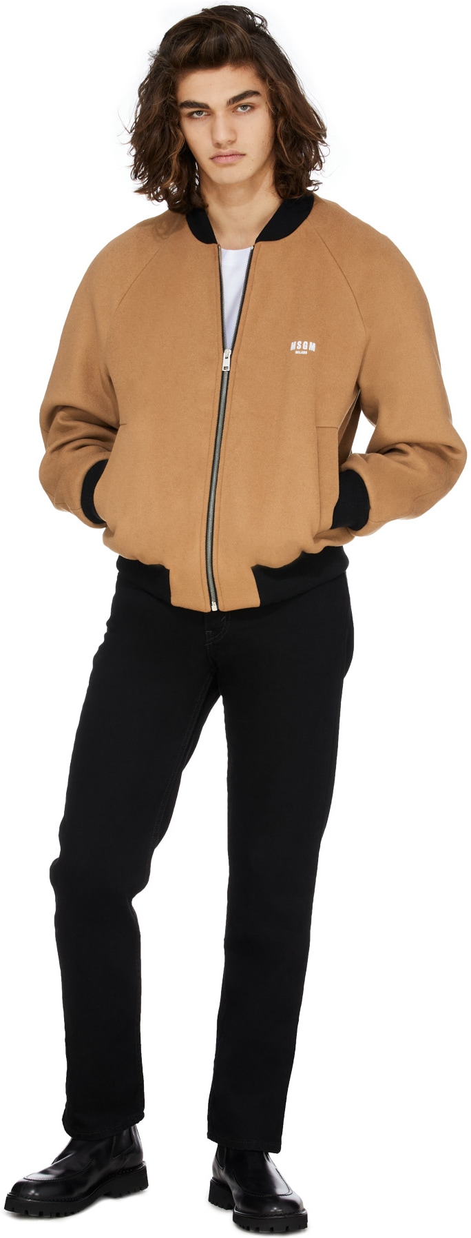 MSGM: Neutrals Dreamer Wool Bomber Jacket - 5