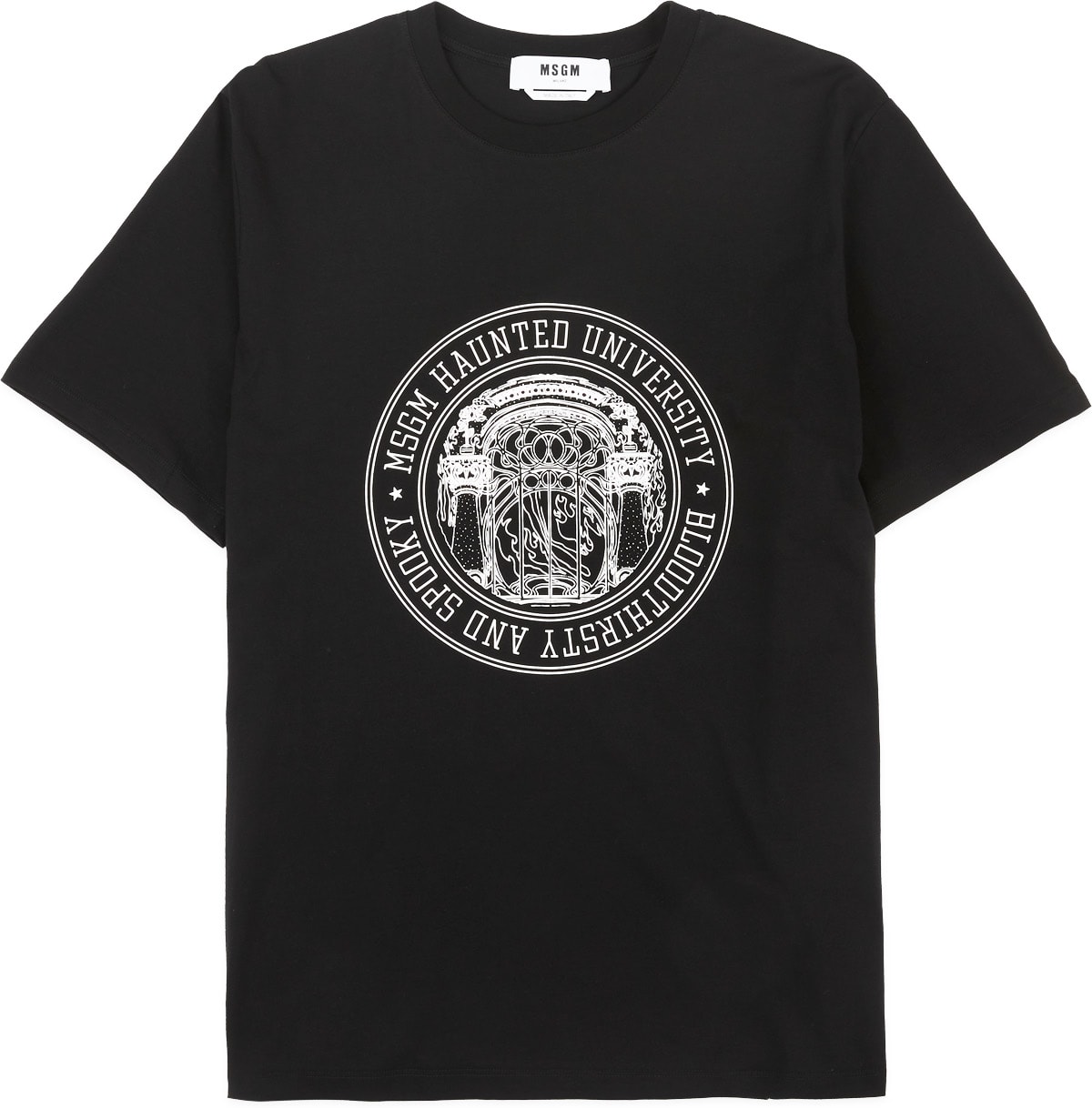 MSGM: Noir T-Shirt Haunted University Noir - 1