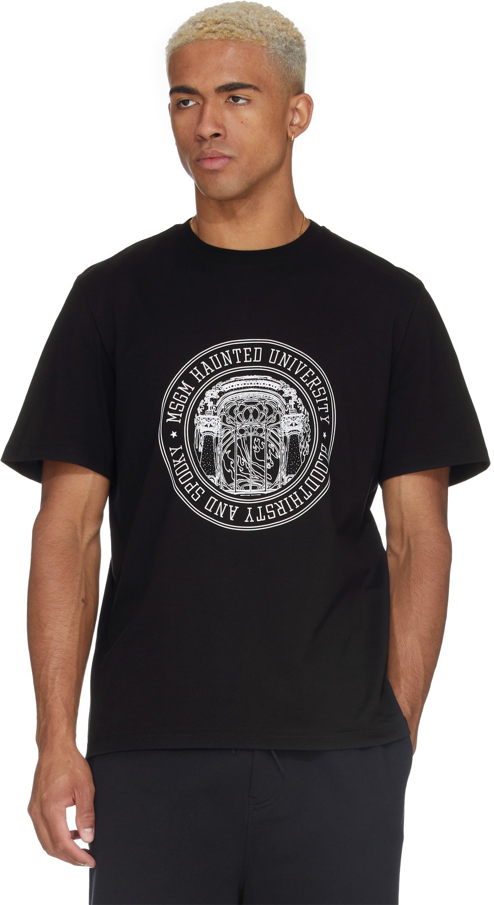 MSGM: Noir T-Shirt Haunted University Noir - 3