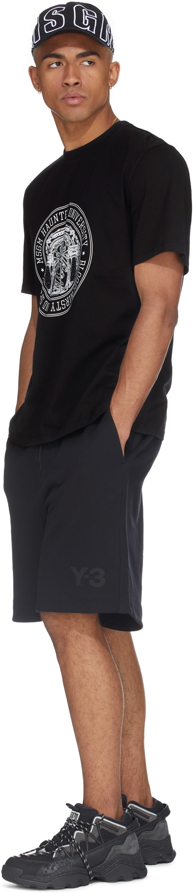 MSGM: Noir T-Shirt Haunted University Noir - 4