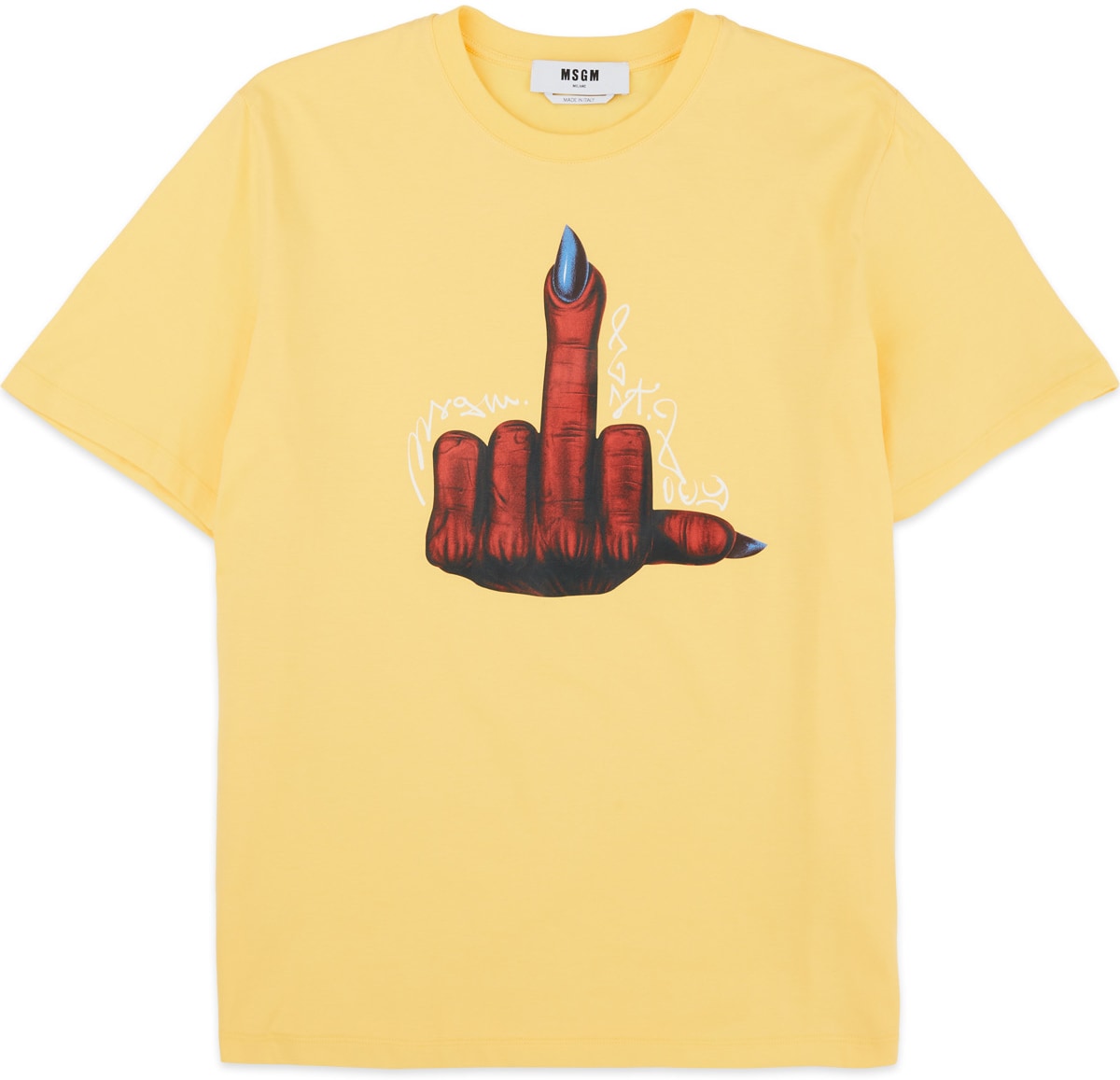 MSGM: Jaune T-Shirt "Main du Diable" Jaune - 1