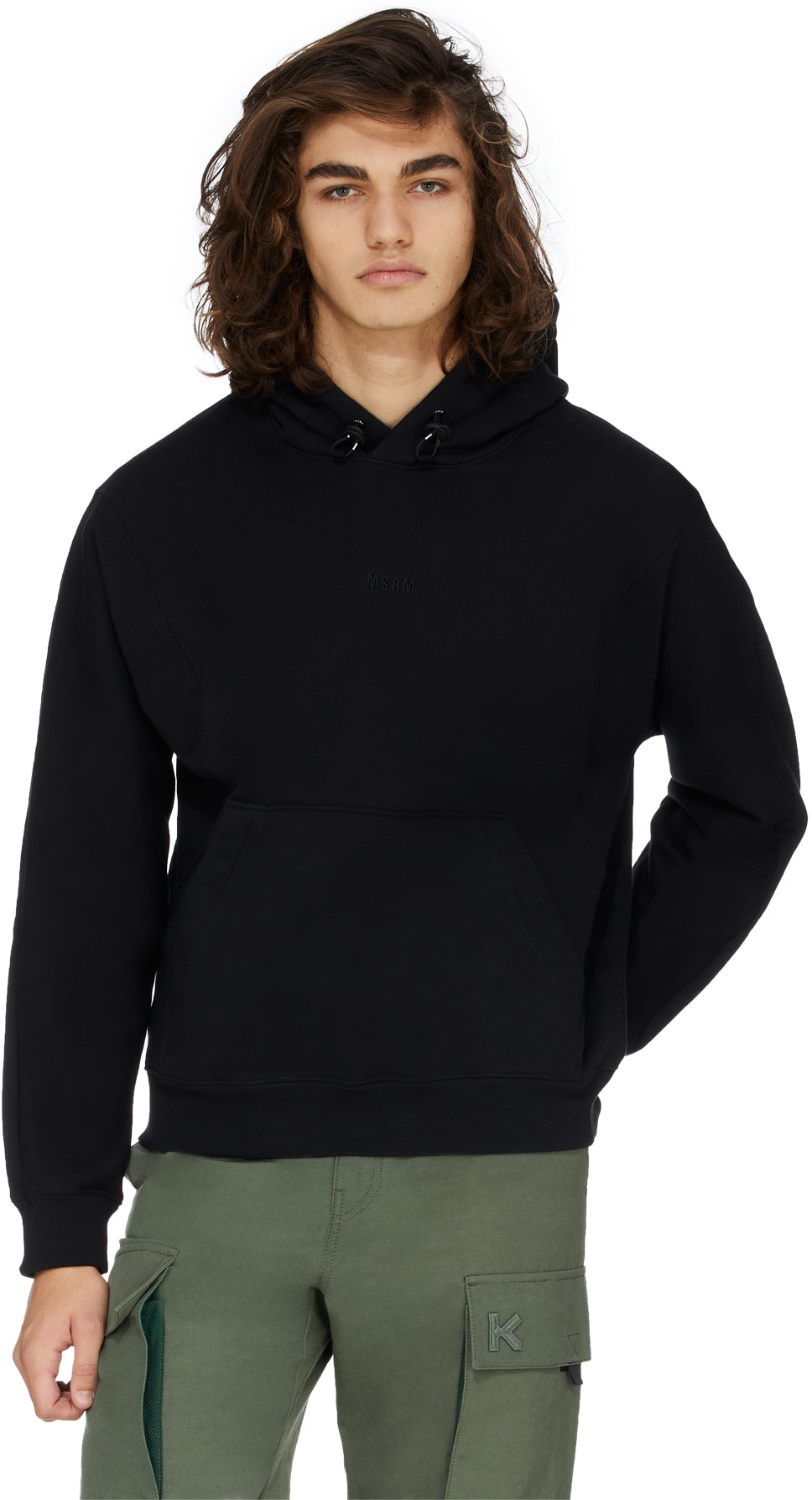 MSGM: Black Micro Logo Hoodie - 3