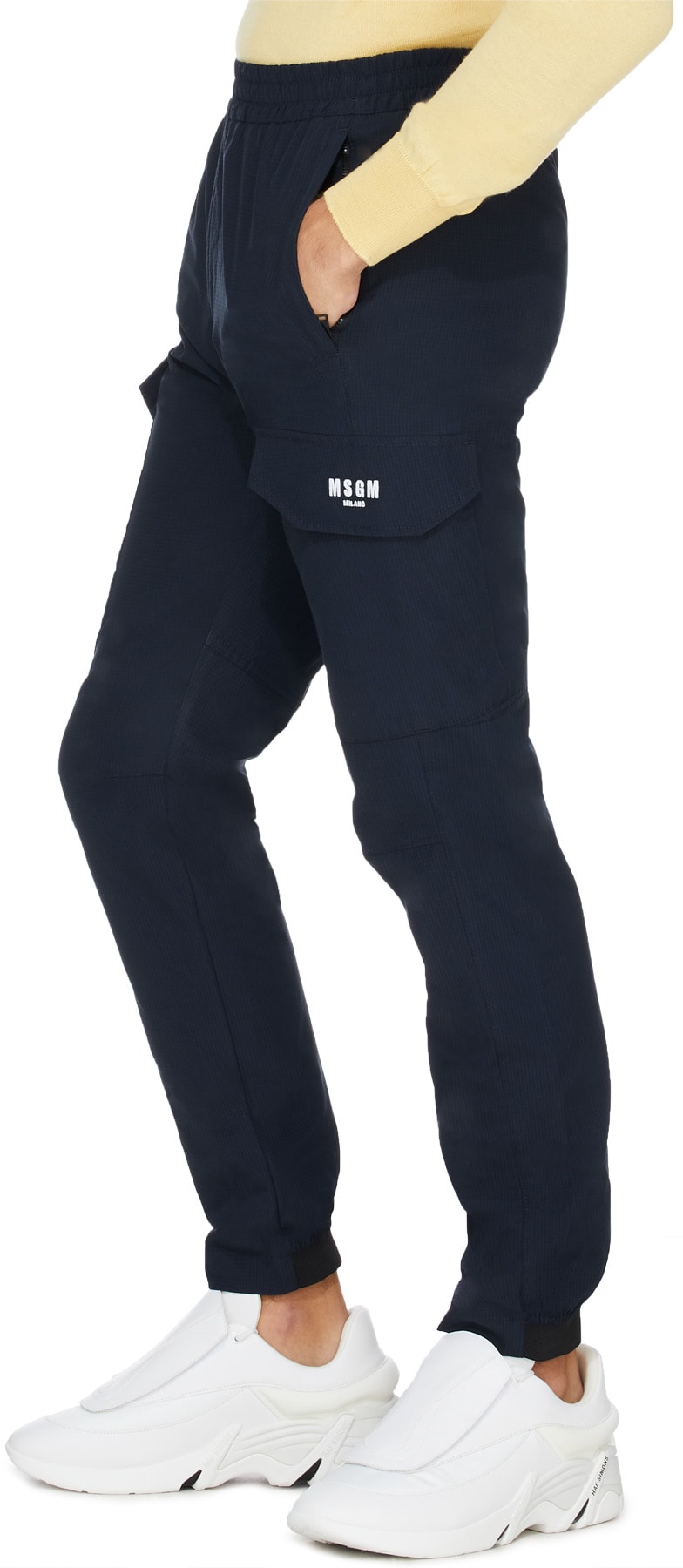 MSGM: Blue Logo Cargo Pant - 4