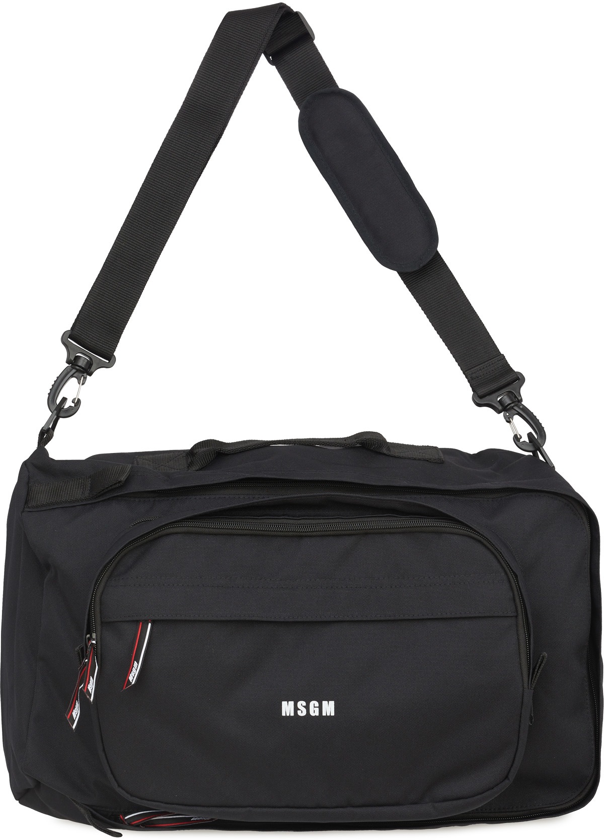 MSGM: Noir Sac messager à Logo Noir - 1