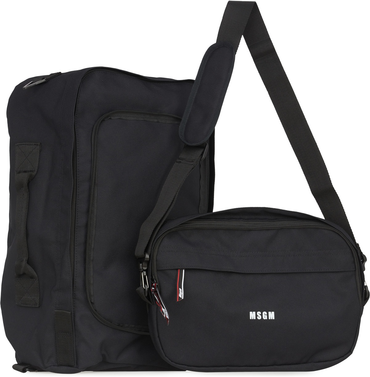 MSGM: Noir Sac messager à Logo Noir - 4