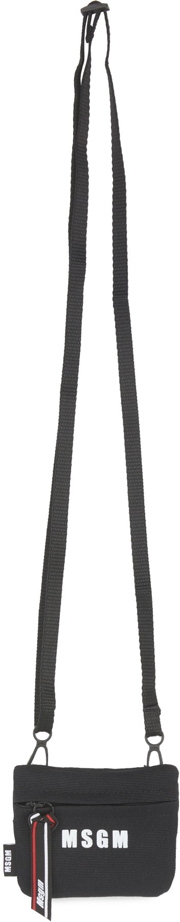 MSGM: Noir Mini Pochette à Logo Noir - 1