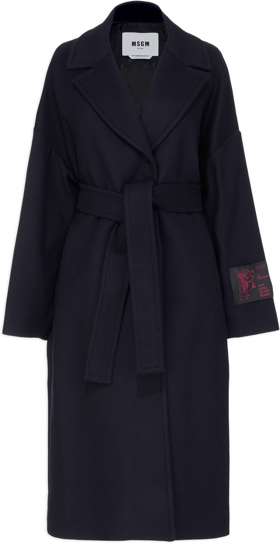 MSGM: Blue Lettering Rose Wool Coat - 1