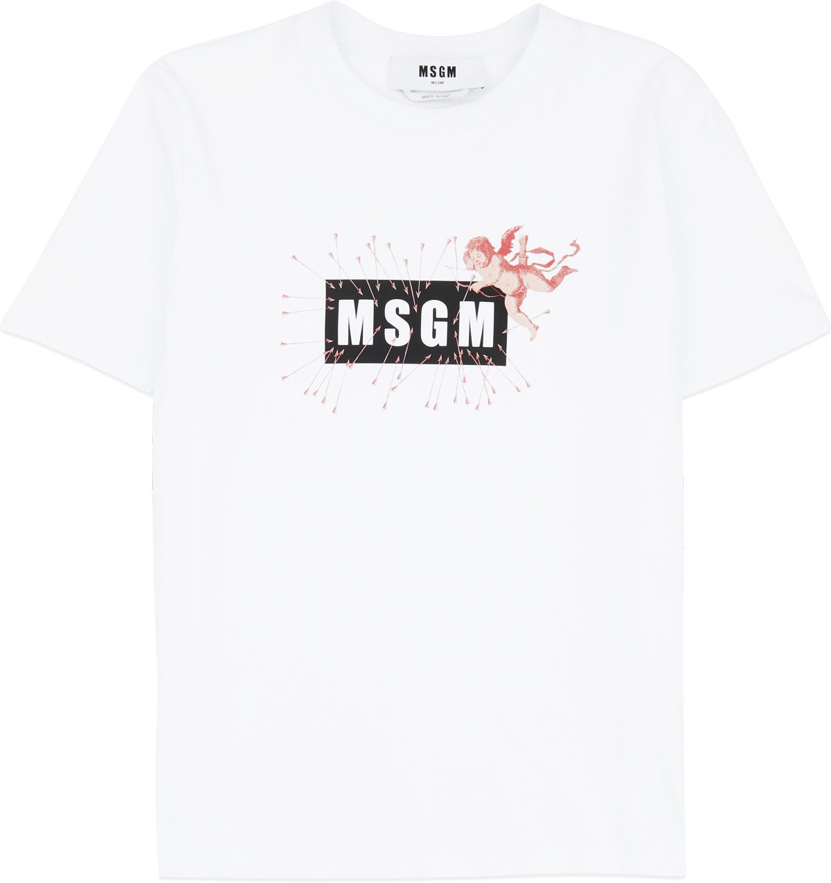 MSGM: White Cupid Box Logo T-Shirt - 1