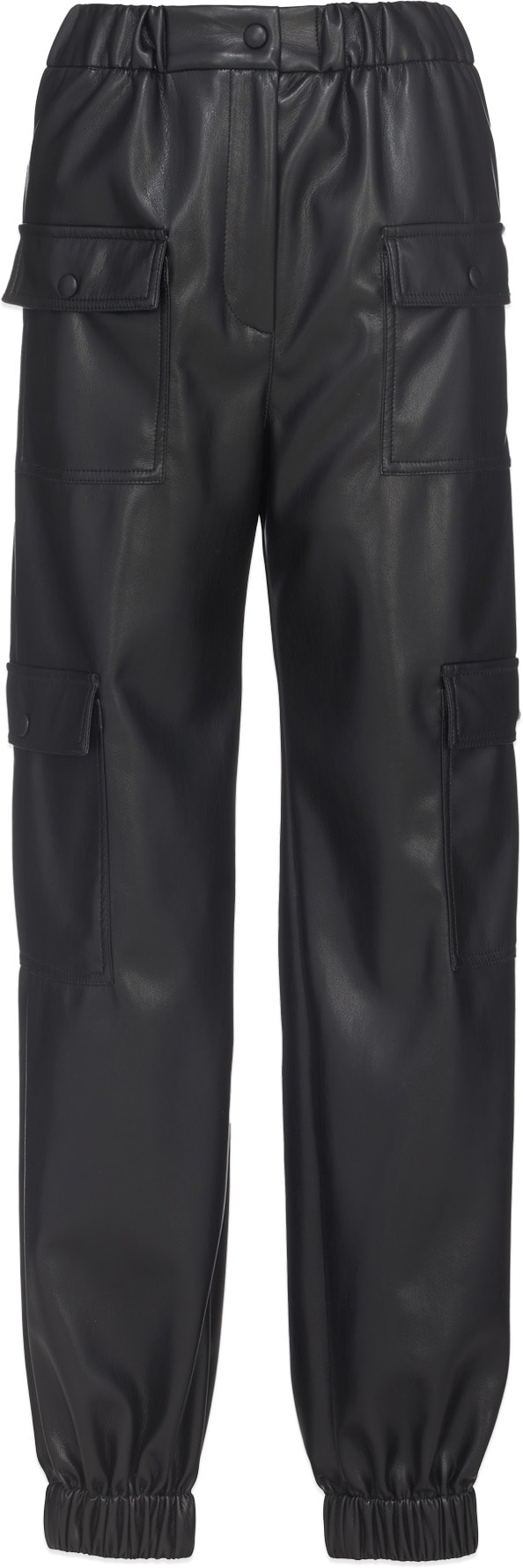 MSGM: Black Faux Leather Cargo Pants - 1