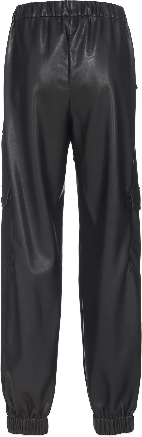 MSGM: Black Faux Leather Cargo Pants - 3