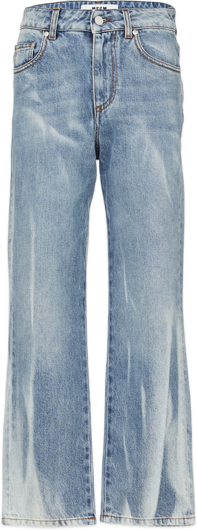 MSGM: Blue Embroidered Logo Jeans - 1