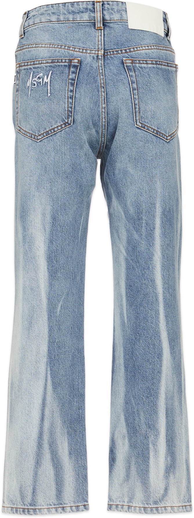 MSGM: Blue Embroidered Logo Jeans - 3