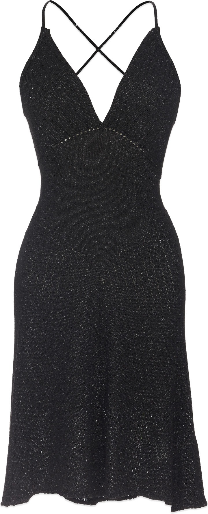 MSGM: Black Lurex Knit Dress - 1