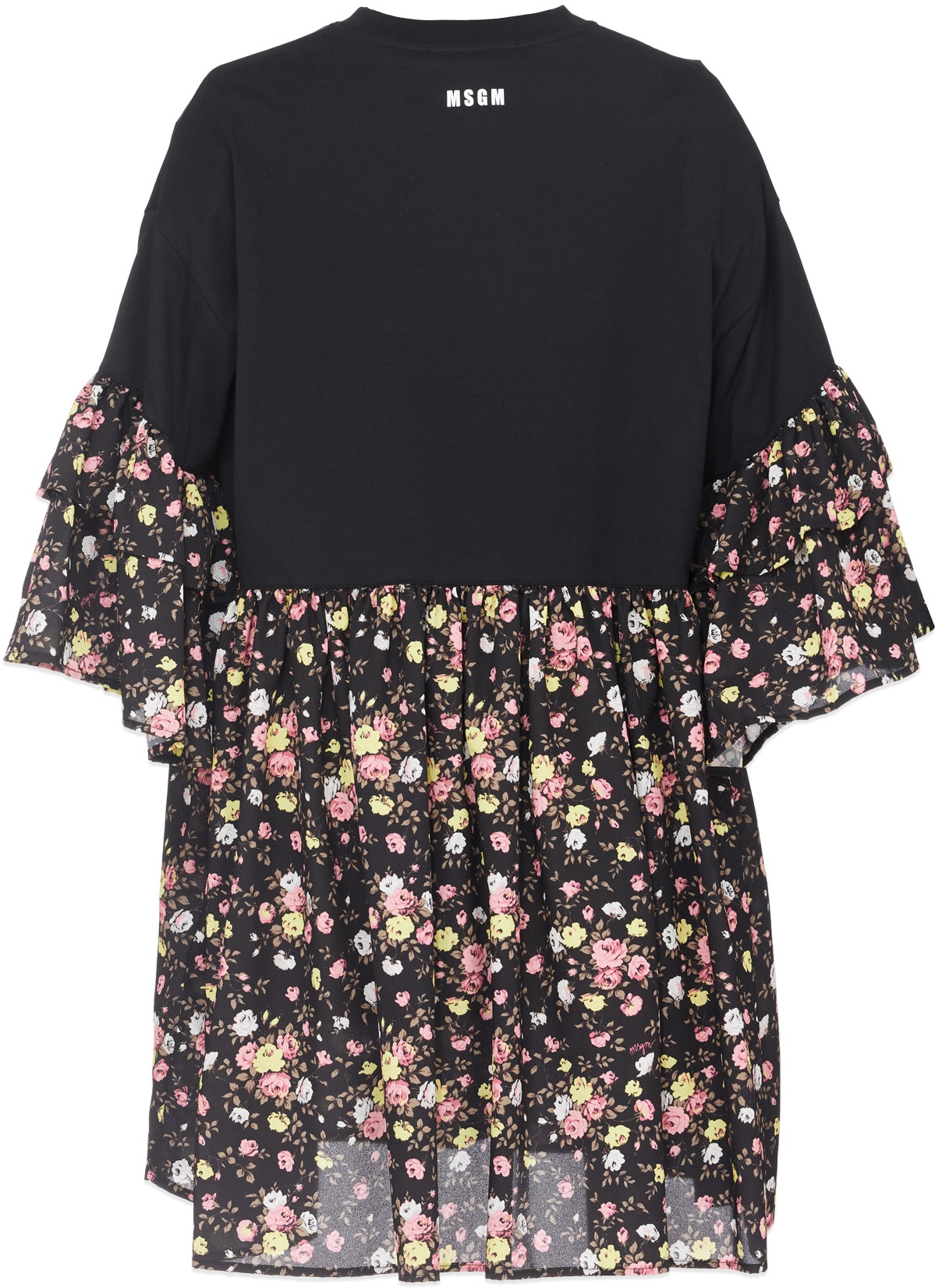 MSGM: Black Floral Ruffled Dress - 3