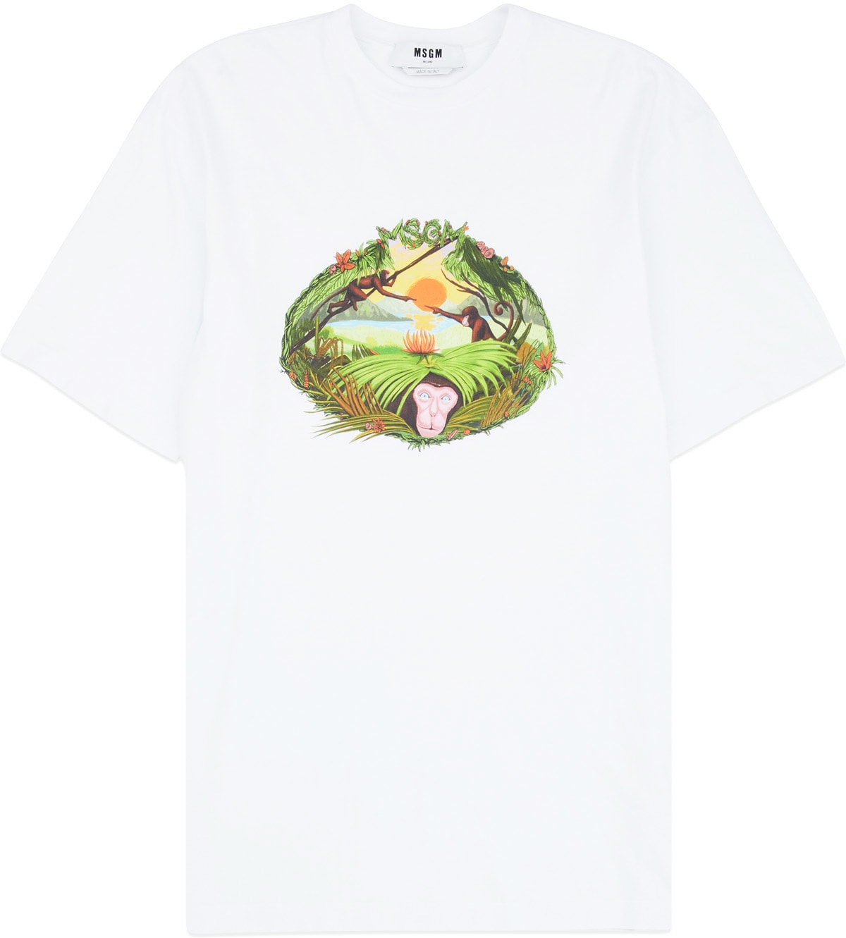 MSGM: White Jungle Print T-Shirt Dress - 1