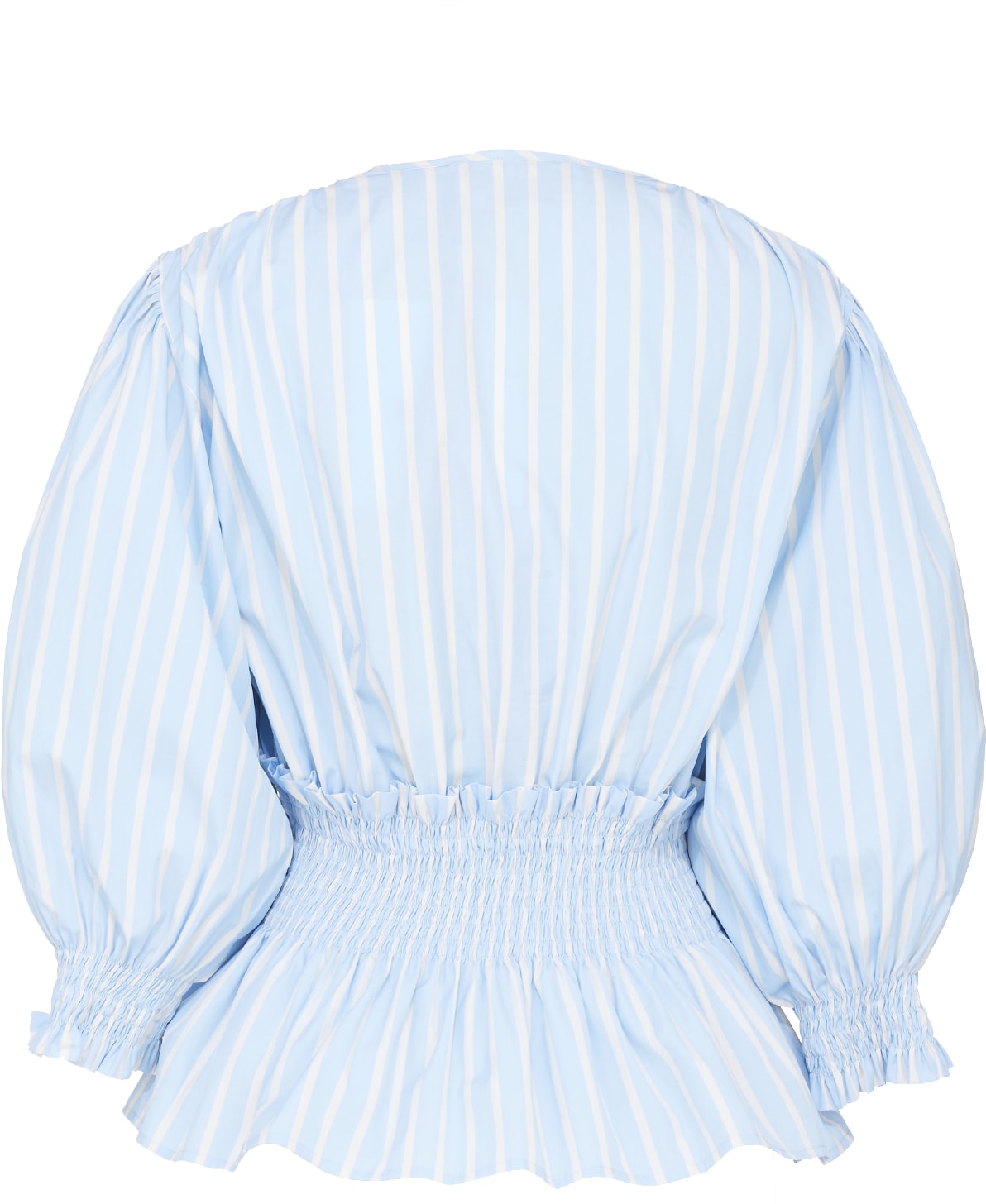 MSGM: Blue Striped V-Neck Blouse - 3