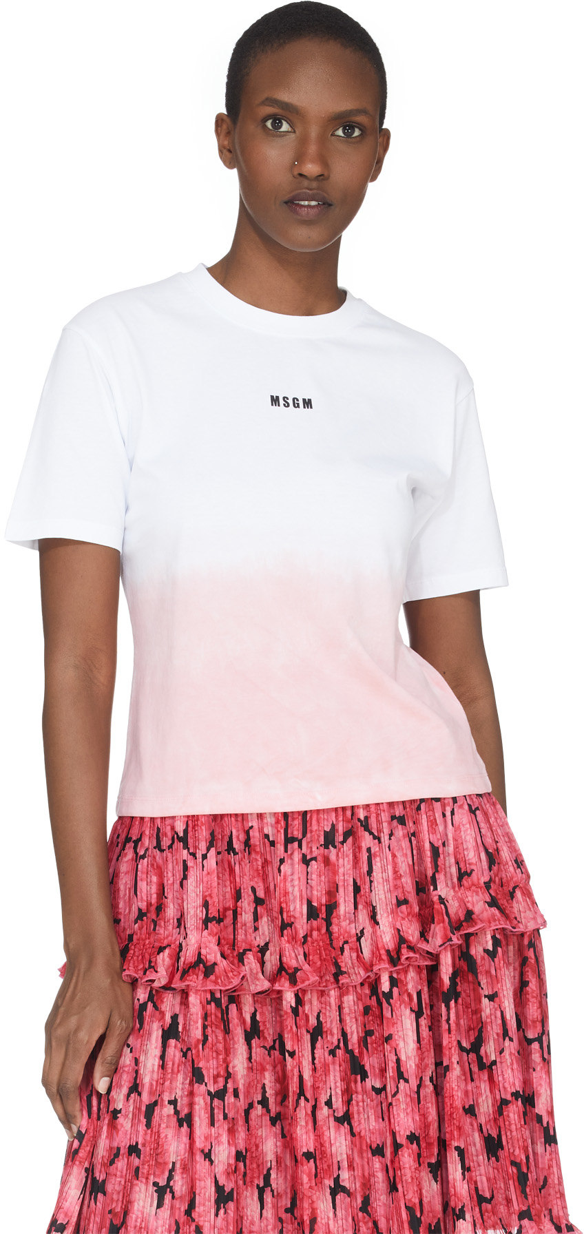MSGM: Blanc T-Shirt dégradé Blanc - 3