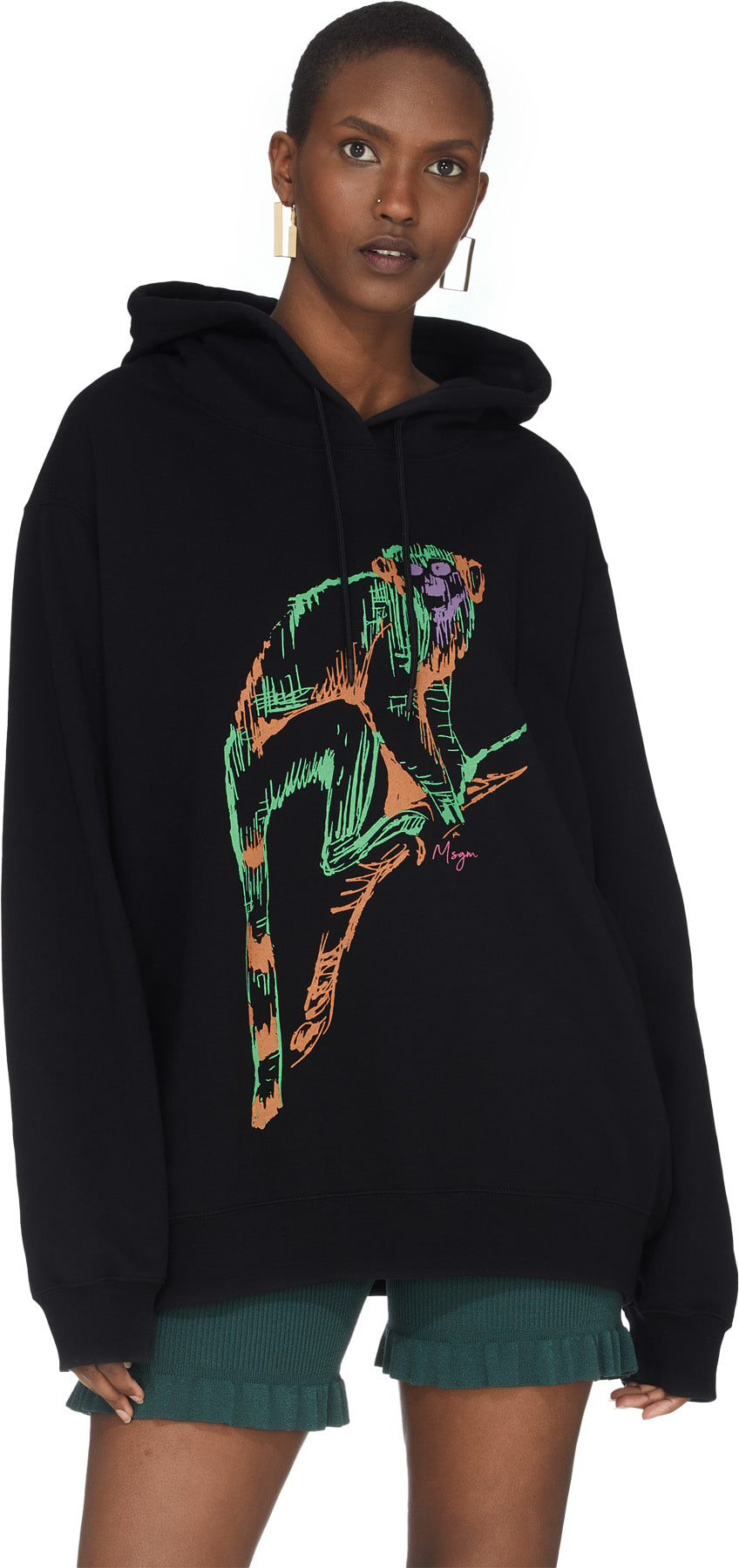 MSGM: Black Jungle Print Hoodie - 3