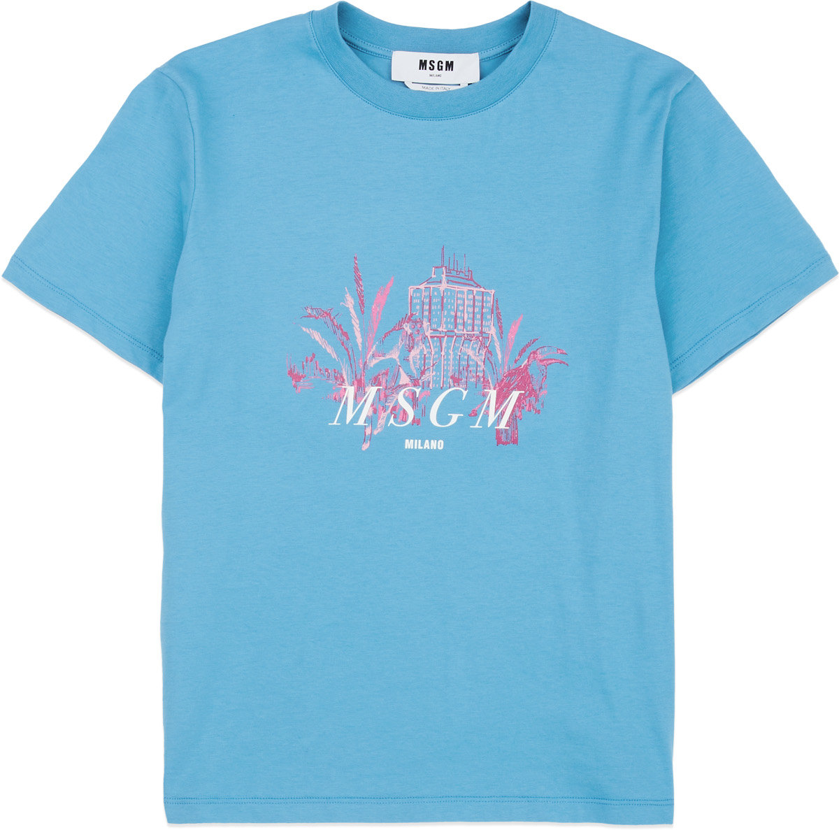 MSGM: Blue Scenic Monkey T-Shirt - 1