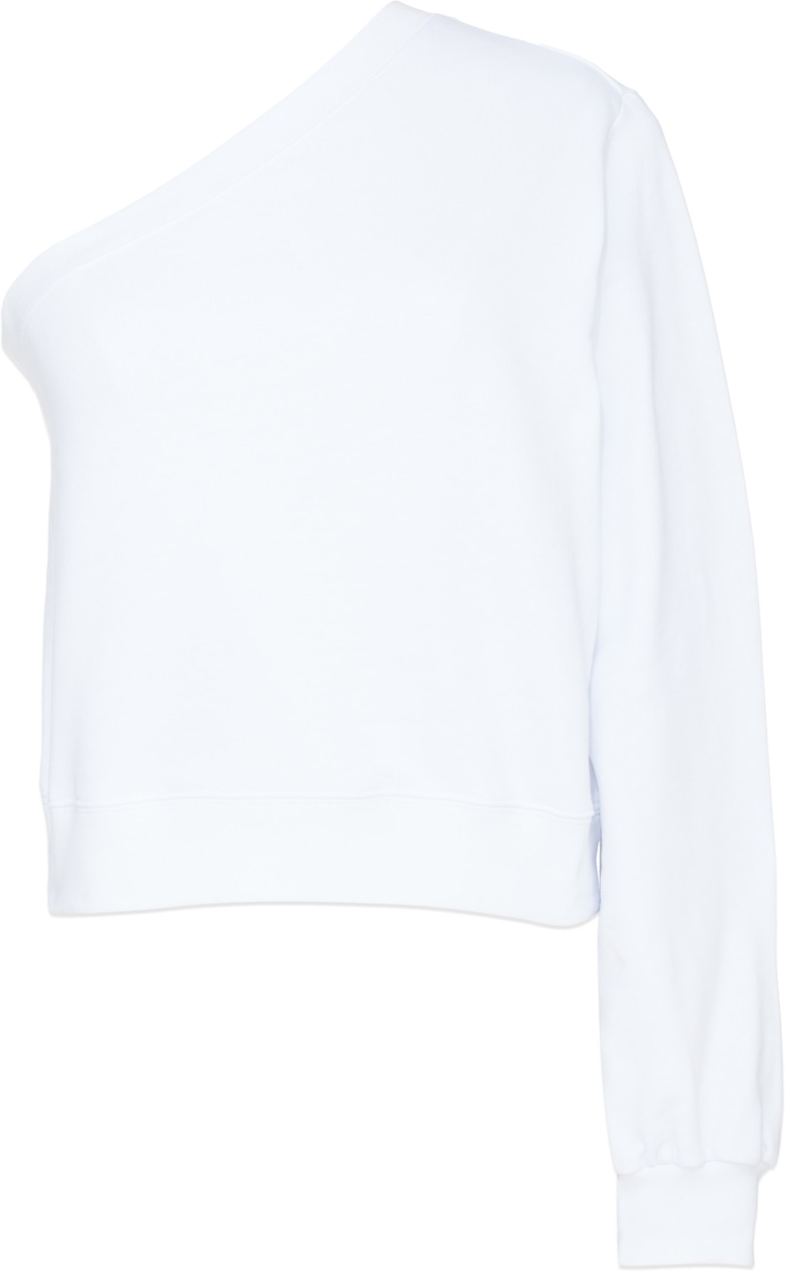 MSGM: White One Shoulder Micro Logo Crew Sweater - 1