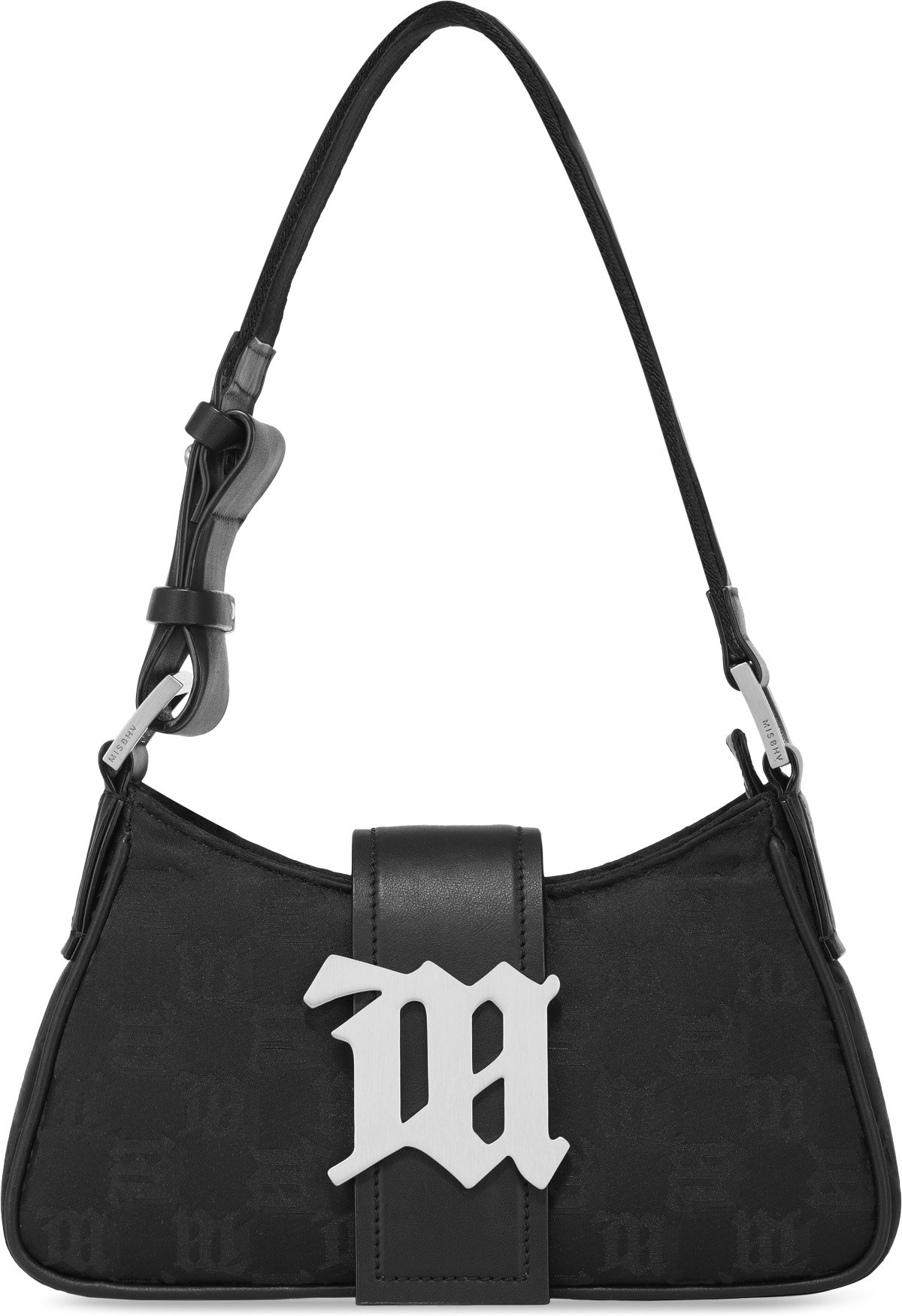 MISBHV: Black Small Nylon Monogram Shoulder Bag - 1