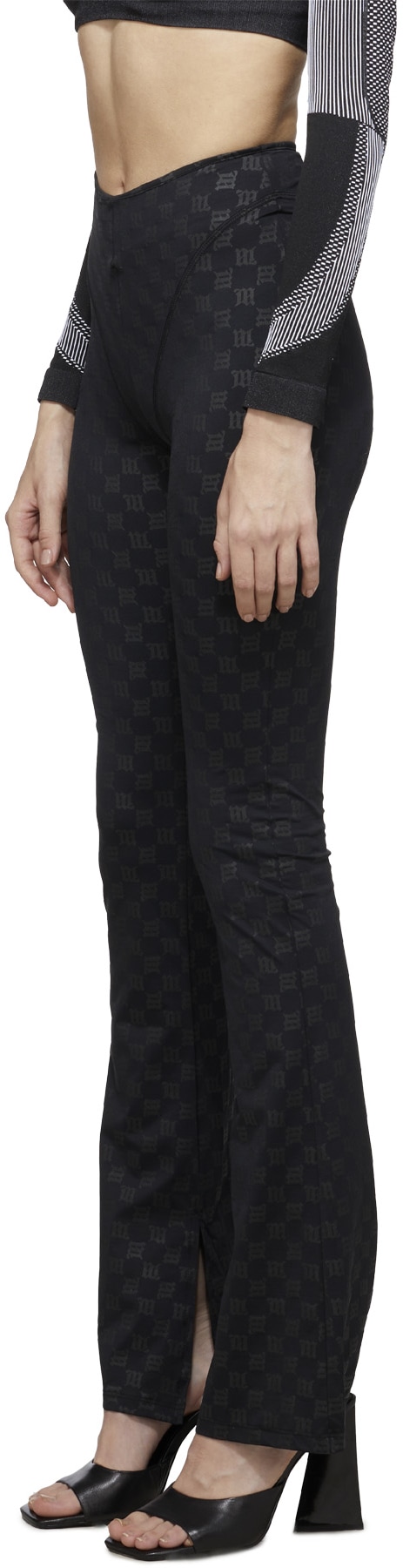 MISBHV: Noir Pantalon Évasé Monogramme Noir - 2