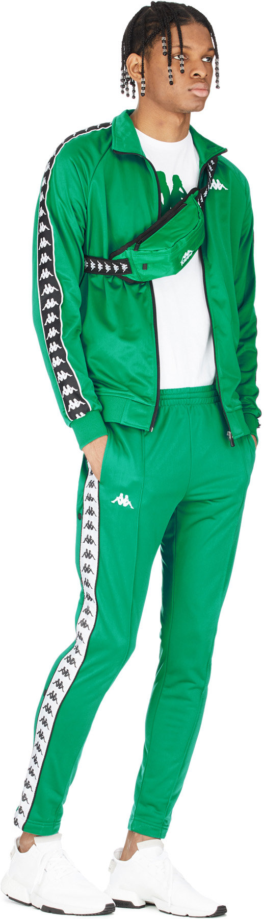 Kappa: Green 222 Banda Astoria Snaps Slim Pants - 4