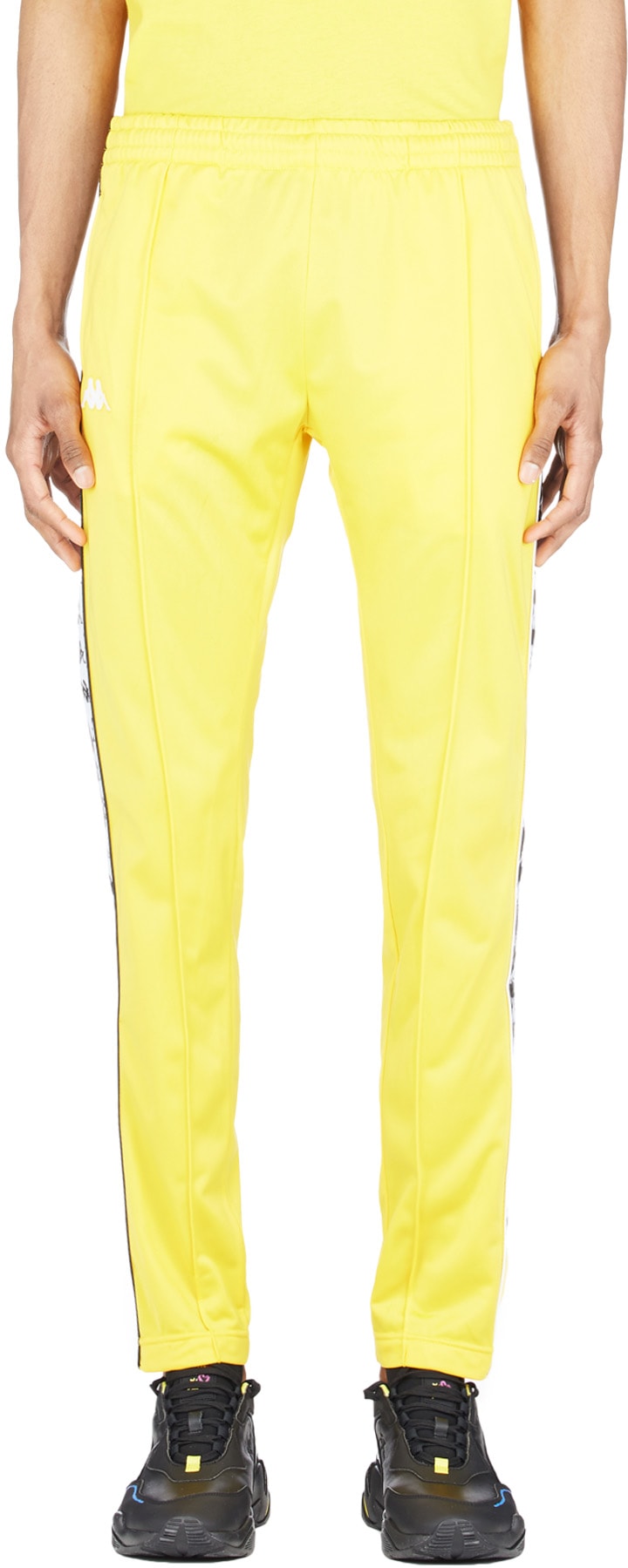 Kappa: Jaune Pantalon de Survêtement Boutons Pressions 222 Banda Astoria Ajusté Jaune - 1