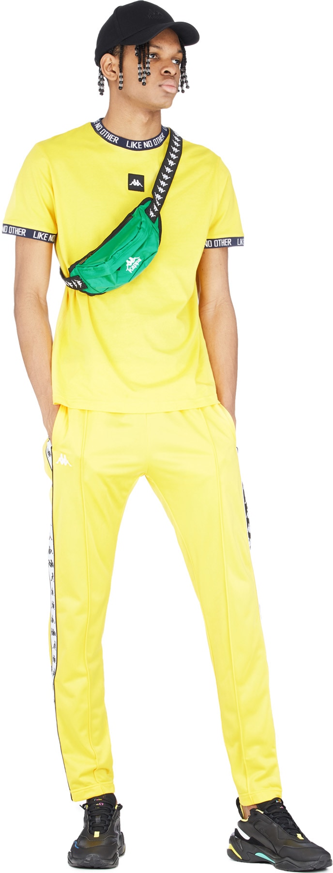 Kappa: Jaune Pantalon de Survêtement Boutons Pressions 222 Banda Astoria Ajusté Jaune - 4