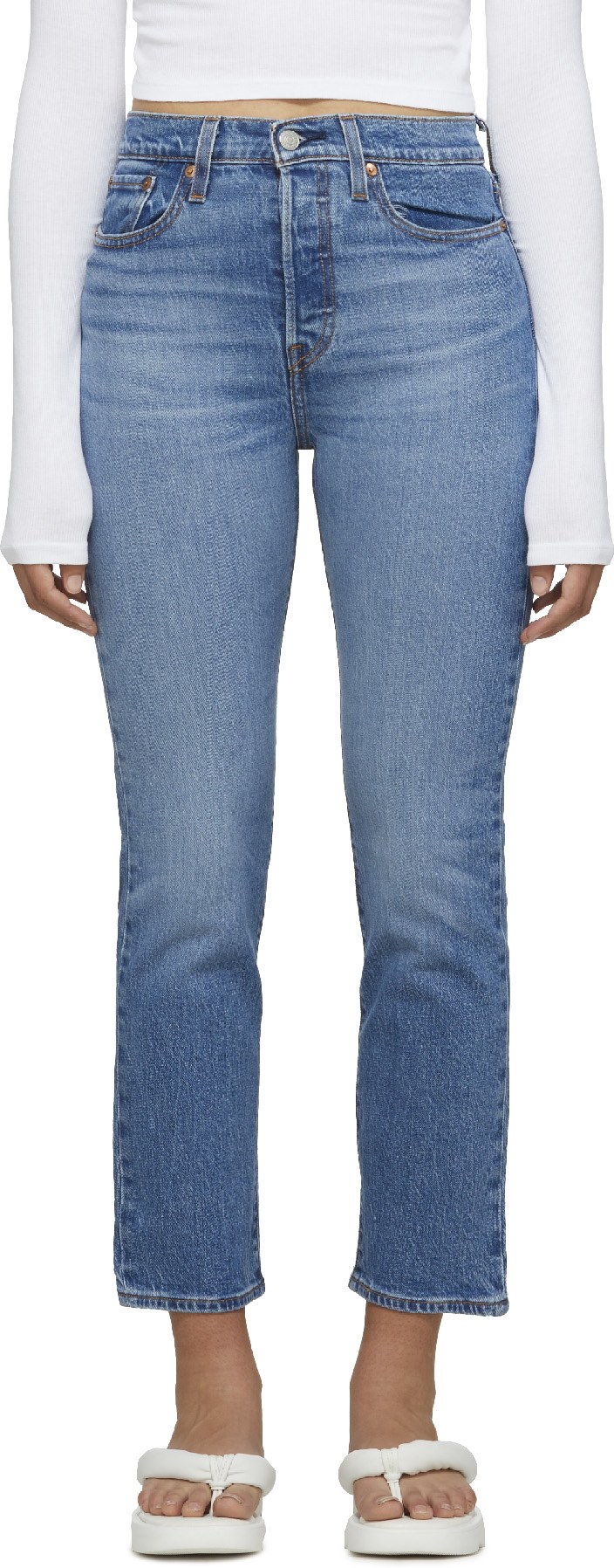 Levis: Blue Wedgie Straight Fit Jeans - 1