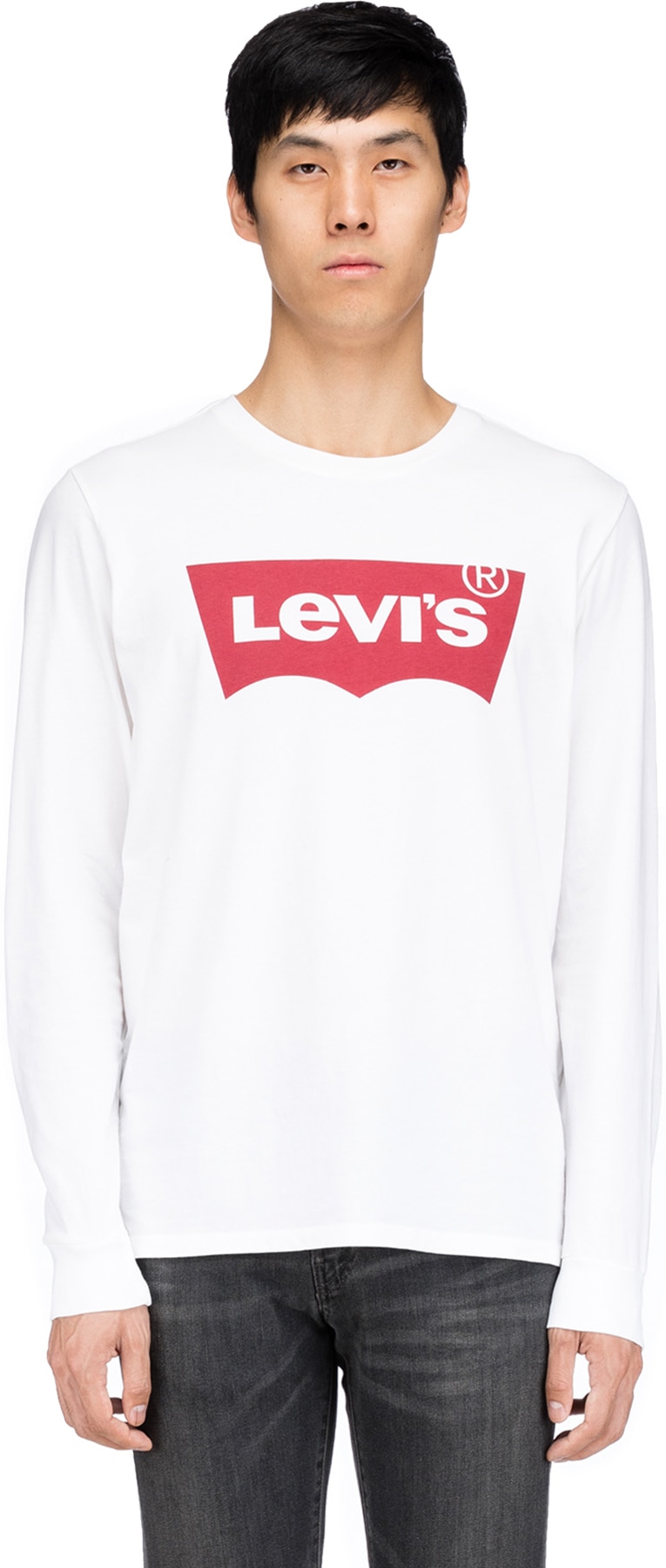 Levis: White Classic Long Sleeve logo T-Shirt - 1