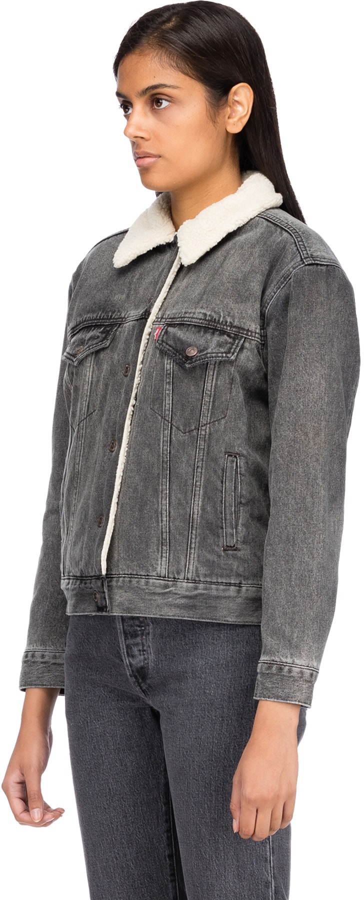 Levis: Black Ex-Boyfriend Sherpa Trucker Jacket - 2