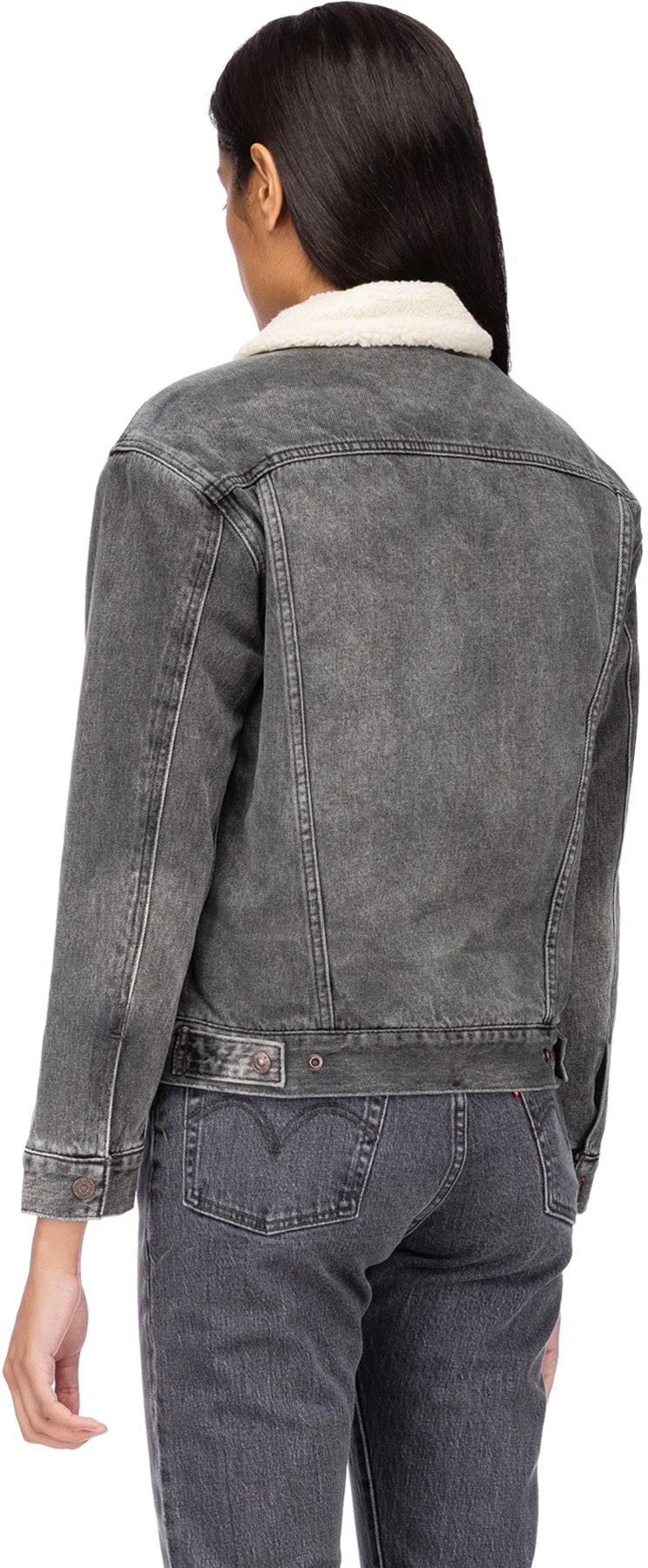 Levis: Black Ex-Boyfriend Sherpa Trucker Jacket - 3