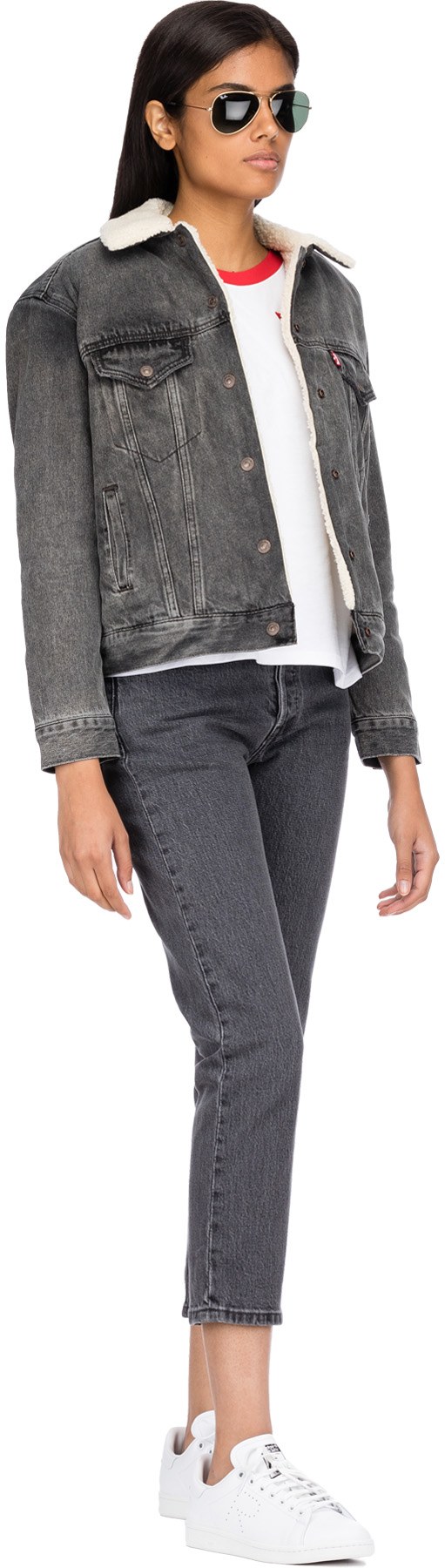 Levis: Noir Veste Ex-Boyfriend Sherpa Trucker Noir - 4