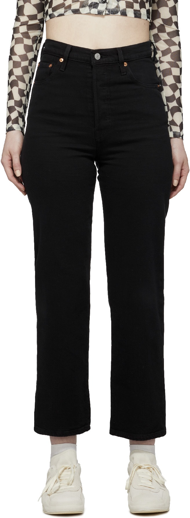 Levis: Black 501® Original Cropped Jeans - 1