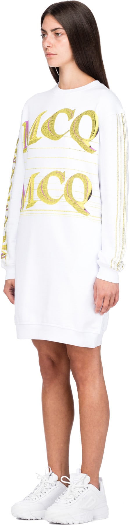 McQ Alexander McQueen: White Repeat Logo Sweater Dress - 2